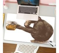 QRFASFZO Mouse Pad 31.5 × 12 inch Extended Large Mouse Mat Desk Pad, Stitched Edges Mousepad,Non-Slip Rubber Base,monkey sitting on his haunches with a thoughtful look and holding,Gaming Mouse Pad XL