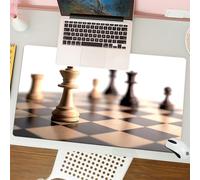 QRFASFZO Mouse Pad 31.5 × 12 inch Extended Large Mouse Mat Desk Pad, Stitched Edges Mousepad,Non-Slip Rubber Base,Chess art, light colored chess king at the forefront, symbol of s,Gaming Mouse Pad XL