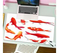 QRFASFZO Mouse Pad 31.5 × 12 inch Extended Large Mouse Mat Desk Pad, Stitched Edges Mousepad,Non-Slip Rubber Base,Koi fish. Nishikigoi or brocaded carp set swimming asian japanese,Gaming Mouse Pad XL