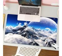 QRFASFZO Mouse Pad 31.5 × 12 inch Extended Large Mouse Mat Desk Pad, Stitched Edges Mousepad,Non-Slip Rubber Base,Fantasy,Celestial View of Snow Capped Mountains and A Transpar,Gaming Mouse Pad XL