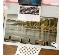QRFASFZO Mouse Pad 31.5 × 12 inch Extended Large Mouse Mat Desk Pad, Stitched Edges Mousepad,Non-Slip Rubber Base,Forest Trees Lake Carnelian Bay Tahoe California USA Boardwalk Tr,Gaming Mouse Pad XL