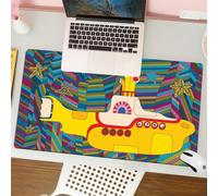 QRFASFZO Mouse Pad 31.5 × 12 inch Extended Large Mouse Mat Desk Pad, Stitched Edges Mousepad,Non-Slip Rubber Base,Yellow Submarine The Beatles Rock Band Illustration,Gaming Mouse Pad XL