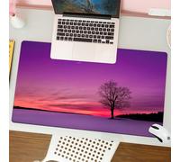 QRFASFZO Mouse Pad 31.5 × 12 inch Extended Large Mouse Mat Desk Pad, Stitched Edges Mousepad,Non-Slip Rubber Base,lonely tree standing in the snow on a purple and pink sky with mo,Gaming Mouse Pad XL