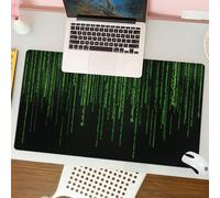 QRFASFZO Mouse Pad 31.5 × 12 inch Extended Large Mouse Mat Desk Pad, Stitched Edges Mousepad,Non-Slip Rubber Base,Technical binary code. Green numbers fall on the screen. Hacking,Gaming Mouse Pad XL