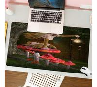 QRFASFZO Mouse Pad 31.5 × 12 inch Extended Large Mouse Mat Desk Pad, Stitched Edges Mousepad,Non-Slip Rubber Base,Fantasy, mythical fairy creature sitting on a mushroom next to a,Gaming Mouse Pad XL