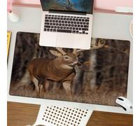 QRFASFZO Mouse Pad 31.5 × 12 inch Extended Large Mouse Mat Desk Pad, Stitched Edges Mousepad,Non-Slip Rubber Base,Animal, a majestic deer, standing gracefully in the wooded landsc,Gaming Mouse Pad XL
