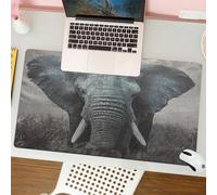 QRFASFZO Mouse Pad 31.5 × 12 inch Extended Large Mouse Mat Desk Pad, Stitched Edges Mousepad,Non-Slip Rubber Base,Vintage style black and white image of an African elephant in the,Gaming Mouse Pad XL
