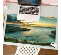 QRFASFZO Mouse Pad 31.5 × 12 inch Extended Large Mouse Mat Desk Pad, Stitched Edges Mousepad,Non-Slip Rubber Base,Coastal sunset. Coastal scene with ocean and cliffs at sunset, tr,Gaming Mouse Pad XL