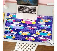 QRFASFZO Mouse Pad 31.5 × 12 inch Extended Large Mouse Mat Desk Pad, Stitched Edges Mousepad,Non-Slip Rubber Base,Seamless pattern with hand drawn doodle owls. Cute background for,Gaming Mouse Pad XL