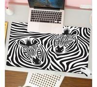 QRFASFZO Mouse Pad 31.5 × 12 inch Extended Large Mouse Mat Desk Pad, Stitched Edges Mousepad,Non-Slip Rubber Base,Safari, Pair of zebras Eyes Faces Heads Drawing artist,Gaming Mouse Pad XL