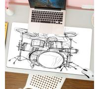 QRFASFZO Mouse Pad 31.5 × 12 inch Extended Large Mouse Mat Desk Pad, Stitched Edges Mousepad,Non-Slip Rubber Base,Rock music drawing doodle sketch style drummer inspirat,Gaming Mouse Pad XL