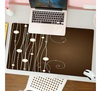QRFASFZO Mouse Pad 31.5 × 12 inch Extended Large Mouse Mat Desk Pad, Stitched Edges Mousepad,Non-Slip Rubber Base,Art design with shiny lines and flower elements on brown backgrou,Gaming Mouse Pad XL