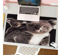 QRFASFZO Mouse Pad 31.5 × 12 inch Extended Large Mouse Mat Desk Pad, Stitched Edges Mousepad,Non-Slip Rubber Base,Animals, two cute Australian koalas embrace together, on black ba,Gaming Mouse Pad XL