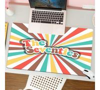 QRFASFZO Mouse Pad 31.5 × 12 inch Extended Large Mouse Mat Desk Pad, Stitched Edges Mousepad,Non-Slip Rubber Base,70s party decoration, The Seventies retro pastel colored typograp,Gaming Mouse Pad XL
