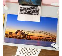 QRFASFZO Mouse Pad 31.5 × 12 inch Extended Large Mouse Mat Desk Pad, Stitched Edges Mousepad,Non-Slip Rubber Base,Sydney Australia Opera House View Dusk time in the evening Sydney,Gaming Mouse Pad XL