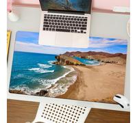 QRFASFZO Mouse Pad 31.5 × 12 inch Extended Large Mouse Mat Desk Pad, Stitched Edges Mousepad,Non-Slip Rubber Base,Landscape, Ocean View Quiet Beach Cabo De Gata Spain Coastal Phot,Gaming Mouse Pad XL