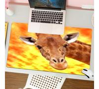 QRFASFZO Mouse Pad 31.5 × 12 inch Extended Large Mouse Mat Desk Pad, Stitched Edges Mousepad,Non-Slip Rubber Base,Animal, giraffe's head resting against the amazing orange-yellow,Gaming Mouse Pad XL