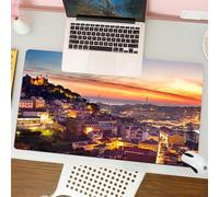 QRFASFZO Mouse Pad 31.5 × 12 inch Extended Large Mouse Mat Desk Pad, Stitched Edges Mousepad,Non-Slip Rubber Base,Old City of Jerusalem Historic City Center Israel Twilight View,Gaming Mouse Pad XL