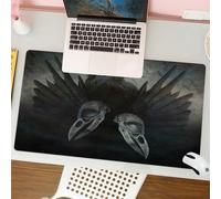QRFASFZO Mouse Pad 31.5 × 12 inch Extended Large Mouse Mat Desk Pad, Stitched Edges Mousepad,Non-Slip Rubber Base,Gothic Decor,Crow Spirit Wings Haunting Magic Mysticism Dark Shad,Gaming Mouse Pad XL