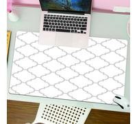 QRFASFZO Mouse Pad 31.5 × 12 inch Extended Large Mouse Mat Desk Pad, Stitched Edges Mousepad,Non-Slip Rubber Base,Grey Simple Monochrome Patterns Geometric Linked Forms On Plain B,Gaming Mouse Pad XL