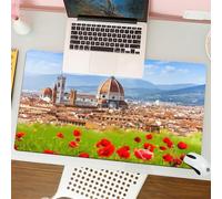 QRFASFZO Mouse Pad 31.5 × 12 inch Extended Large Mouse Mat Desk Pad, Stitched Edges Mousepad,Non-Slip Rubber Base,Featuring the iconic skyline of Florence with its Renaissance lan,Gaming Mouse Pad XL