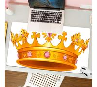 QRFASFZO Mouse Pad 31.5 × 12 inch Extended Large Mouse Mat Desk Pad, Stitched Edges Mousepad,Non-Slip Rubber Base,Queen, crown of golden color with pink gemstones, symbol an,Gaming Mouse Pad XL