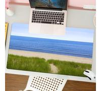 QRFASFZO Mouse Pad 31.5 × 12 inch Extended Large Mouse Mat Desk Pad, Stitched Edges Mousepad,Non-Slip Rubber Base,Beach, road through grass and sand dunes leading to a vast and pe,Gaming Mouse Pad XL