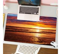 QRFASFZO Mouse Pad 31.5 × 12 inch Extended Large Mouse Mat Desk Pad, Stitched Edges Mousepad,Non-Slip Rubber Base,Hawaiian dramatic sunset picture on the beach sunlights reflectio,Gaming Mouse Pad XL