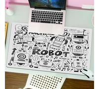 QRFASFZO Mouse Pad 31.5 × 12 inch Extended Large Mouse Mat Desk Pad, Stitched Edges Mousepad,Non-Slip Rubber Base,Robot, Futuristic Space Doodle Style Android Sci Fi Pattern Fanta,Gaming Mouse Pad XL