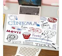 QRFASFZO Mouse Pad 31.5 × 12 inch Extended Large Mouse Mat Desk Pad, Stitched Edges Mousepad,Non-Slip Rubber Base,Movie Theater,Various Hand Drawn Icons on a Notebook Page Style B,Gaming Mouse Pad XL