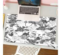 QRFASFZO Mouse Pad 31.5 × 12 inch Extended Large Mouse Mat Desk Pad, Stitched Edges Mousepad,Non-Slip Rubber Base,Monochrome floral pattern, repeat design of complex patterns of b,Gaming Mouse Pad XL