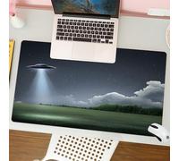 QRFASFZO Mouse Pad 31.5 × 12 inch Extended Large Mouse Mat Desk Pad, Stitched Edges Mousepad,Non-Slip Rubber Base,Mysterious UFO, a UFO emitting a view under the huge moonlight, w,Gaming Mouse Pad XL