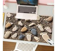 QRFASFZO Mouse Pad 31.5 × 12 inch Extended Large Mouse Mat Desk Pad, Stitched Edges Mousepad,Non-Slip Rubber Base,Stone art, a series of footprints made by stones on textured grav,Gaming Mouse Pad XL
