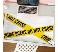 QRFASFZO Mouse Pad 31.5 × 12 inch Extended Large Mouse Mat Desk Pad, Stitched Edges Mousepad,Non-Slip Rubber Base,Warning obstacles, do not cross the tape at the yellow crime scen,Gaming Mouse Pad XL