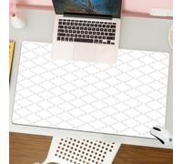 QRFASFZO Mouse Pad 31.5 × 12 inch Extended Large Mouse Mat Desk Pad, Stitched Edges Mousepad,Non-Slip Rubber Base,Grey Simple Monochrome Patterns Geometric Linked Forms On Plain B,Gaming Mouse Pad XL