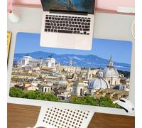 QRFASFZO Mouse Pad 31.5 × 12 inch Extended Large Mouse Mat Desk Pad, Stitched Edges Mousepad,Non-Slip Rubber Base,“Roman cityscape, iconic domes and historical structures, on the,Gaming Mouse Pad XL