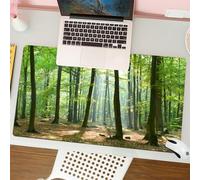 QRFASFZO Mouse Pad 31.5 × 12 inch Extended Large Mouse Mat Desk Pad, Stitched Edges Mousepad,Non-Slip Rubber Base,Forest, morning sun shines in the natural spring forest from H.,Gaming Mouse Pad XL