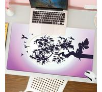 QRFASFZO Mouse Pad 31.5 × 12 inch Extended Large Mouse Mat Desk Pad, Stitched Edges Mousepad,Non-Slip Rubber Base,Anime,Fantasy Fairy Silhouette Sitting on The Branch of Tree with,Gaming Mouse Pad XL