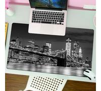 QRFASFZO Mouse Pad 31.5 × 12 inch Extended Large Mouse Mat Desk Pad, Stitched Edges Mousepad,Non-Slip Rubber Base,Evening Brooklyn Bridge and Manhattan Skyline, New York City Tour,Gaming Mouse Pad XL