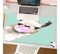 QRFASFZO Mouse Pad 31.5 × 12 inch Extended Large Mouse Mat Desk Pad, Stitched Edges Mousepad,Non-Slip Rubber Base,llama with gum on a light background watercolor,Gaming Mouse Pad XL