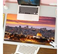 QRFASFZO Mouse Pad 31.5 × 12 inch Extended Large Mouse Mat Desk Pad, Stitched Edges Mousepad,Non-Slip Rubber Base,View from the Mount of Olives to the Old City Jerusalem,Gaming Mouse Pad XL