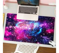 QRFASFZO Mouse Pad 31.5 × 12 inch Extended Large Mouse Mat Desk Pad, Stitched Edges Mousepad,Non-Slip Rubber Base,Pink and blue starry sky vividly displays, shining with stars in,Gaming Mouse Pad XL