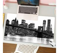 QRFASFZO Mouse Pad 31.5 × 12 inch Extended Large Mouse Mat Desk Pad, Stitched Edges Mousepad,Non-Slip Rubber Base,New York City - Brooklyn Bridge with Manhattan skyline at night U,Gaming Mouse Pad XL