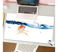 QRFASFZO Mouse Pad 31.5 × 12 inch Extended Large Mouse Mat Desk Pad, Stitched Edges Mousepad,Non-Slip Rubber Base,Curious Goldfish Peeking Above the Waves,Goldfish Emerging from t,Gaming Mouse Pad XL