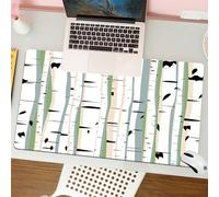 QRFASFZO Mouse Pad 31.5 × 12 inch Extended Large Mouse Mat Desk Pad, Stitched Edges Mousepad,Non-Slip Rubber Base,Forest,Dense Tree Formation Birch Trunks Abstract Grove Botanical,Gaming Mouse Pad XL