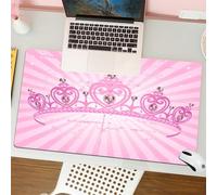 QRFASFZO Mouse Pad 31.5 × 12 inch Extended Large Mouse Mat Desk Pad, Stitched Edges Mousepad,Non-Slip Rubber Base,Queen Childhood Theme Pink Heart,Gaming Mouse Pad XL