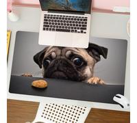 QRFASFZO Mouse Pad 31.5 × 12 inch Extended Large Mouse Mat Desk Pad, Stitched Edges Mousepad,Non-Slip Rubber Base,Animal, a cute pug with expressive eyes longing to stare at snack,Gaming Mouse Pad XL
