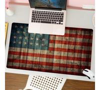 QRFASFZO Mouse Pad 31.5 × 12 inch Extended Large Mouse Mat Desk Pad, Stitched Edges Mousepad,Non-Slip Rubber Base,Rustic American USA Flag,Fourth July Independence Day Painted Old,Gaming Mouse Pad XL
