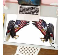 QRFASFZO Mouse Pad 31.5 × 12 inch Extended Large Mouse Mat Desk Pad, Stitched Edges Mousepad,Non-Slip Rubber Base,Bald Eagles with the Flaming American Flag Wings,Gaming Mouse Pad XL