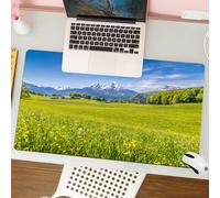 QRFASFZO Mouse Pad 31.5 × 12 inch Extended Large Mouse Mat Desk Pad, Stitched Edges Mousepad,Non-Slip Rubber Base,Nature, Photos of the Alps with Fresh Meadows and Blossoms Snowy,Gaming Mouse Pad XL